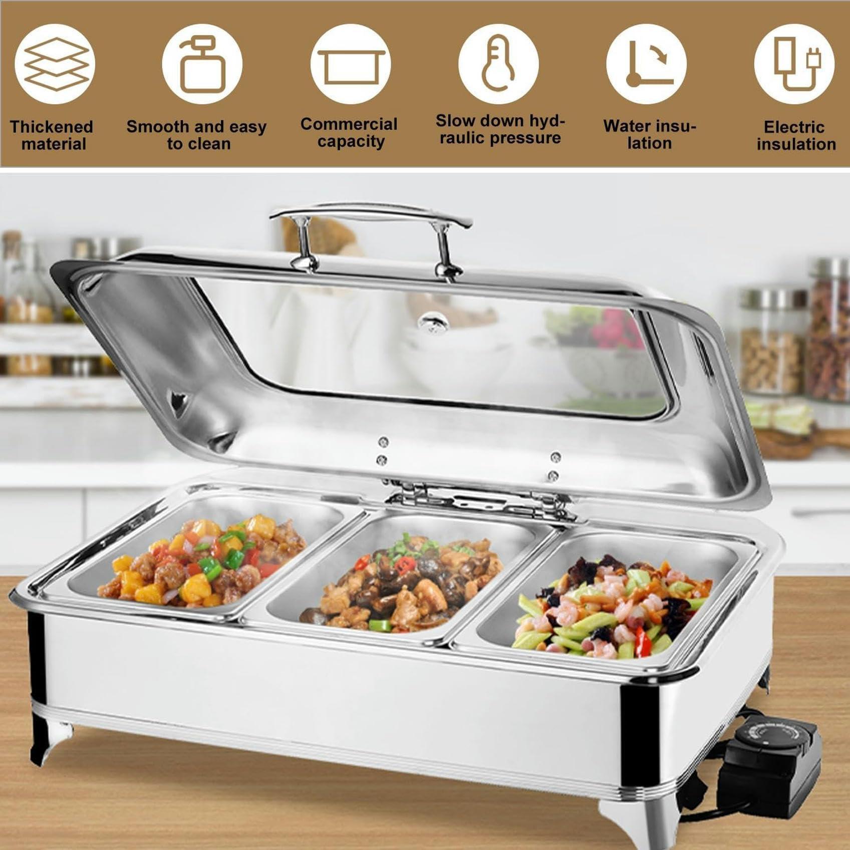 BTURYT 9L Commercial Food Warmer, Electric Chafing Dishes for Buffet, Buffet Servers and Warmers with Adjustable Temperature for Kitchen and Dining