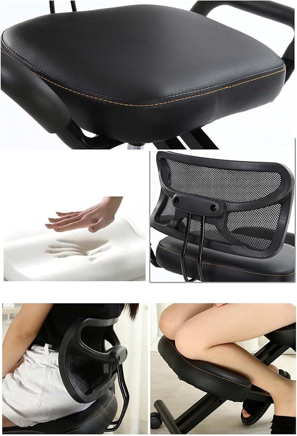 Generic Ergonomic Kneeling Chair Kneeling Stool with Back Support High Adjustable Stool with Roller for Home and Office, Improve Your Posture with an Angled Seat Thick Comfortable Cushions,G