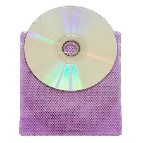 HAPPYLIVE SHOPPING 100 Pack Premium CD DVD Sleeves,Thick Non-Woven Material Double-Sided Refill Plastic Sleeve for CD and DVD Storage Binders Disc Case (Purple)