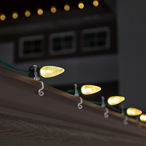 HLO Lighting Holiday Lighting Outlet Christmas Light Clip | All in One Plus | Use with C9, C7, and LED Mini Lights | Christmas Light Hangers for Gutters | 100 Pack