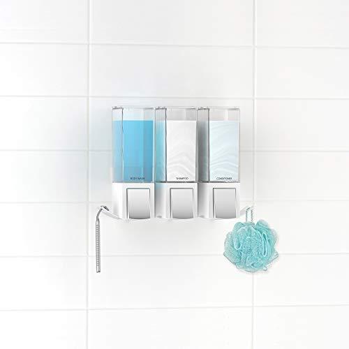 Better Living Better Living Products Clever Triple Shower Dispenser 3, Shampoo and Soap Dispenser, 3 x 17 fl. oz. White, 11.25\" x 3.5\" x 8.25\"