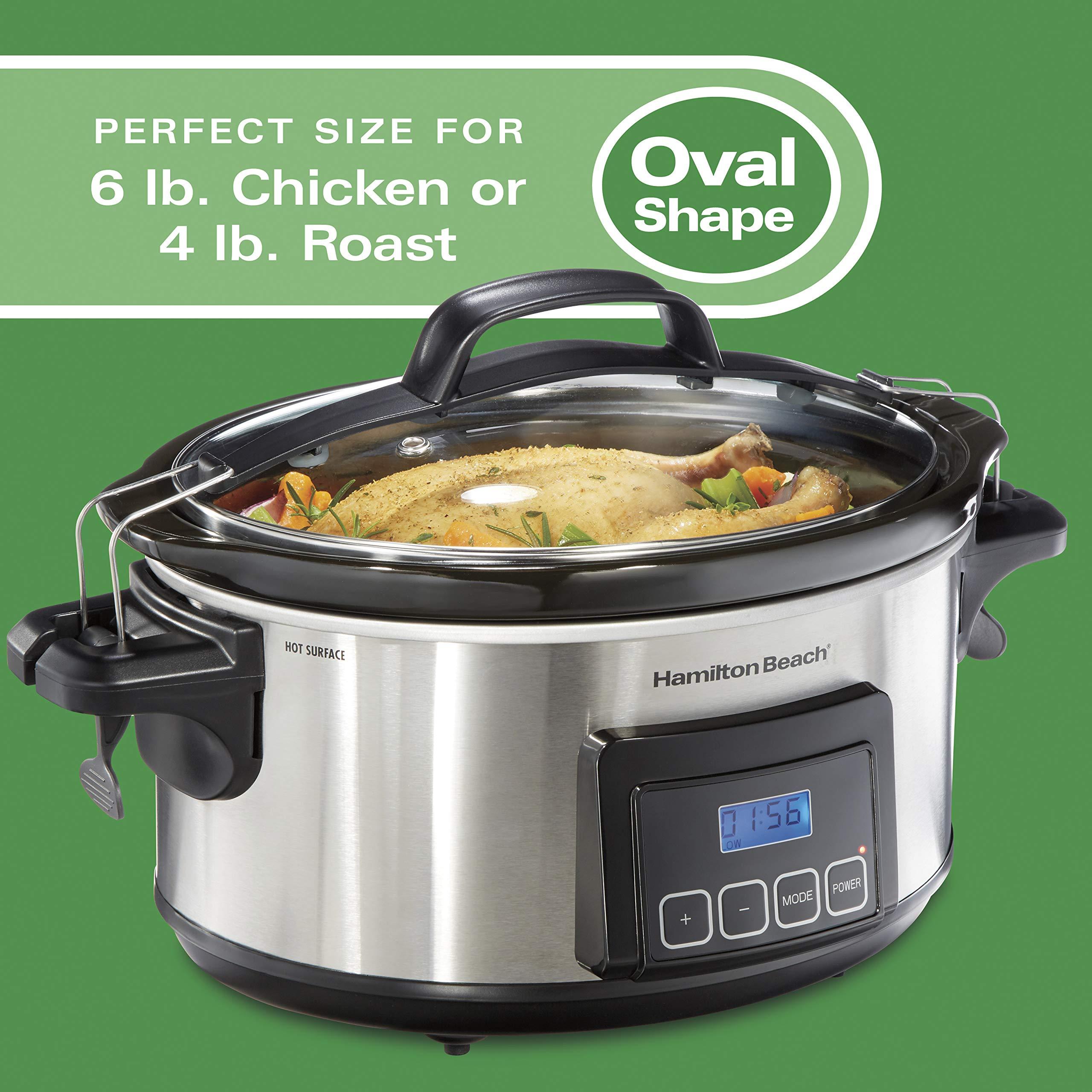 Hamilton Beach Hamilton Beach Portable 6-Quart Stay or Go Programmable Slow Cooker with Lid Lock, Stainless Steel (33561), 6 quarts