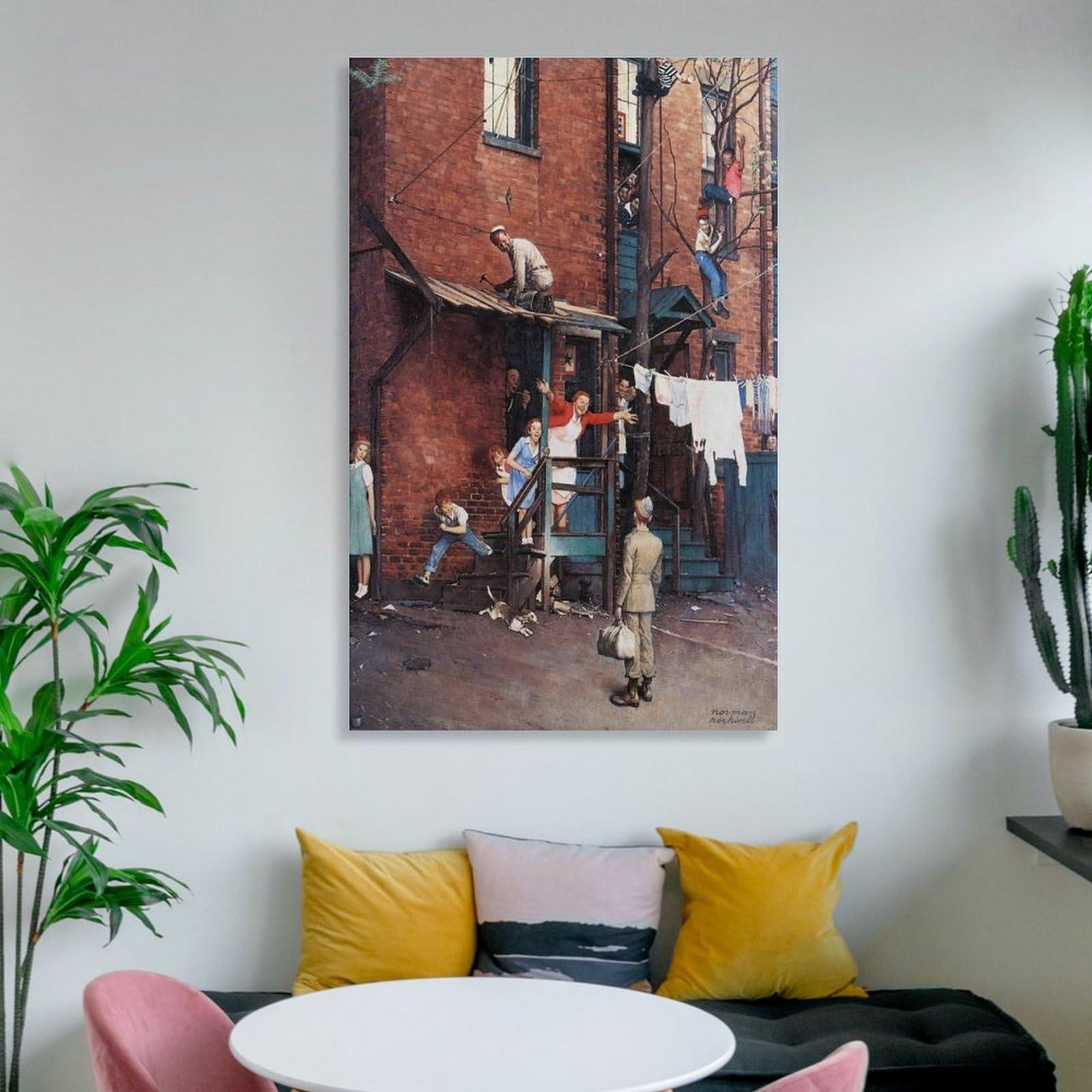 GERRIT Homecoming G.I. by Norman Rockwell Poster Canvas Wall Art Poster For Room Aesthetic And DecorCanvas Painting Posters And Prints Wall Art Pictures for Living Room Bedroom Decor 20x30inch(50x75cm) Unfr