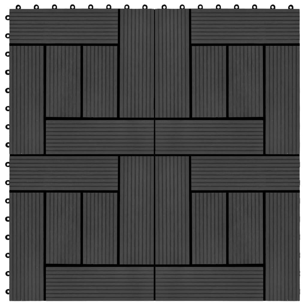 vidaXL vidaXL Black Decking Tiles - 11 pcs - Water-Resistant Wood Plastic Composite (WPC) - 11.8"x11.8" Size - 1 sqm Coverage - Perfect for Patios, Balconies, Pool and Spa Area