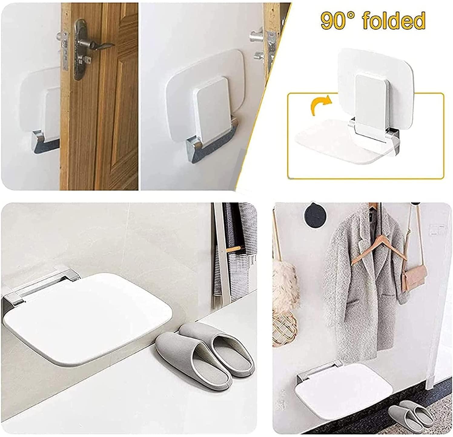 SHANSHUIYICHENG Wall-Mounted Foldable Shower Seat Bathroom Stool Folding Shower Seats and Benches, Folding Seat for Shower Bathroom Accessories Stool for Bath Chair Wall Mount Disabled Douche Chair