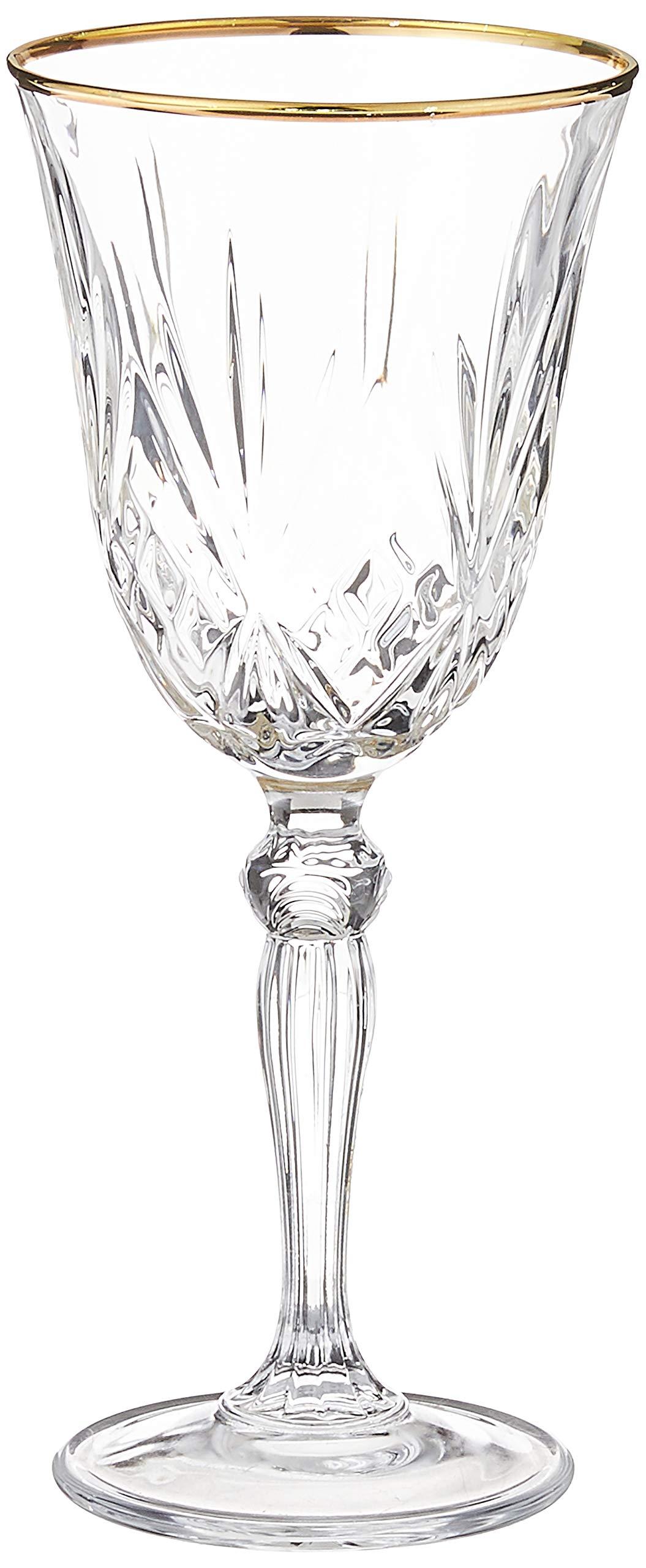 Lorren Home Trends Lorren Home Trends Siena Collection Crystal White Wine Glass with Gold Band Design, Set of 4,6 fl oz