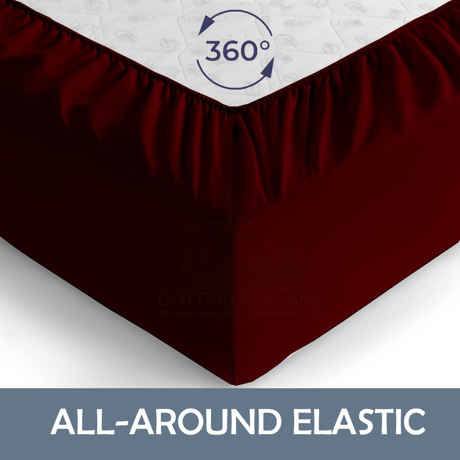 Cottington Lane Extra Long Twin XL Sheets Dorm-Super Soft Microfiber Bed Sheets-Hotel Luxury Bedding-College Dorm Room Bed Sheets Twin Xl-16 Inch Deep Pocket Twin XL Fitted Sheet with Elastic All Around(Burgundy)