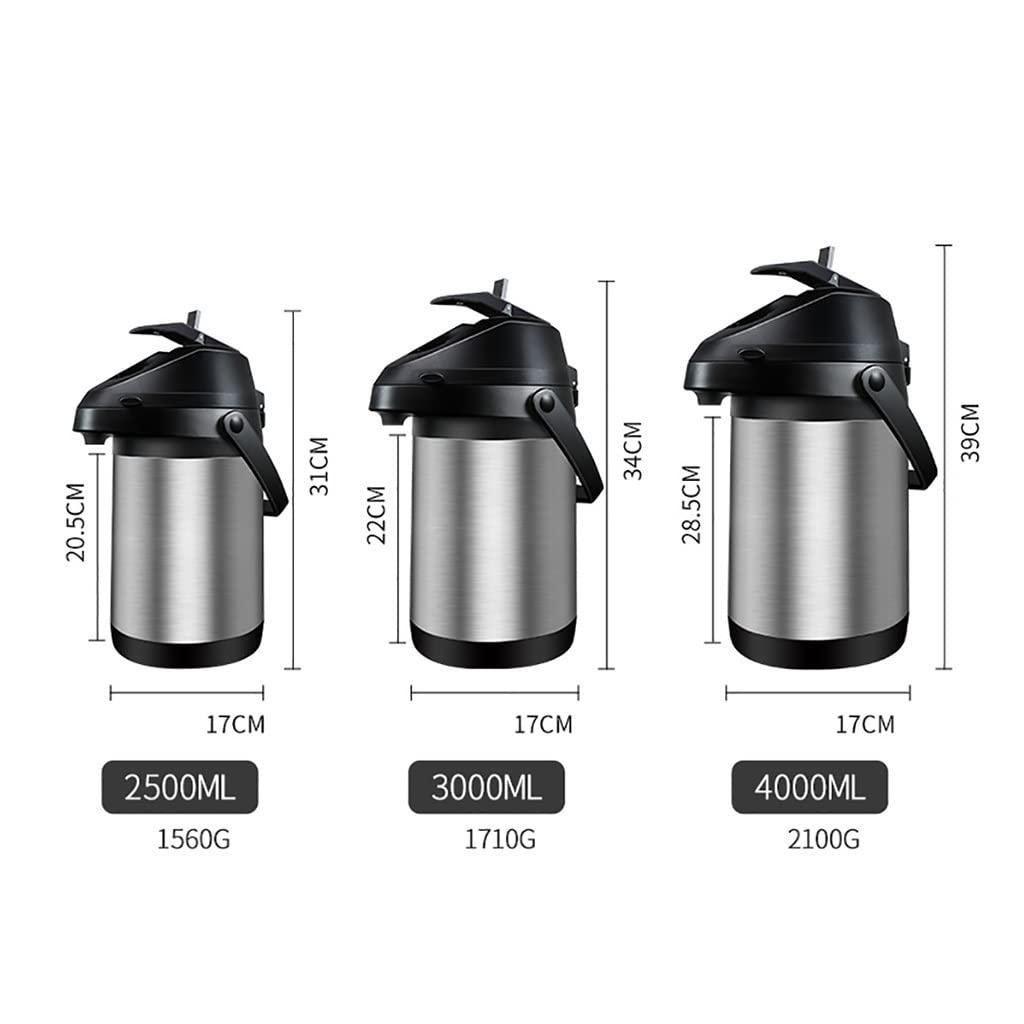 WIGSELBL Air Pot Beverage Dispenser,Thermal Coffee Carafe,Insulated Stainless Steel Coffee Dispenser with Pump,Thermos Coffee Carafe for Keeping Hot Coffee & Tea Hot for 12 Hours ( Color : Silver , Size : 2.5L