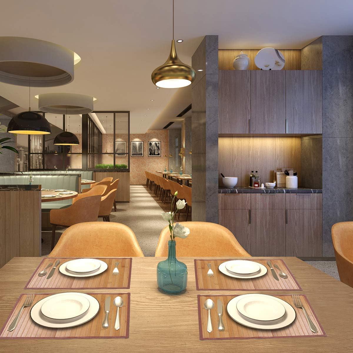 MARSCOOL Bamboo Placemats for Dining Table, Placemats Set of 4,Stain-Resistant,Heat-Resistant Place Mats,Durable and Sturdy Dining Place Mats for Kitchen Table (Original)