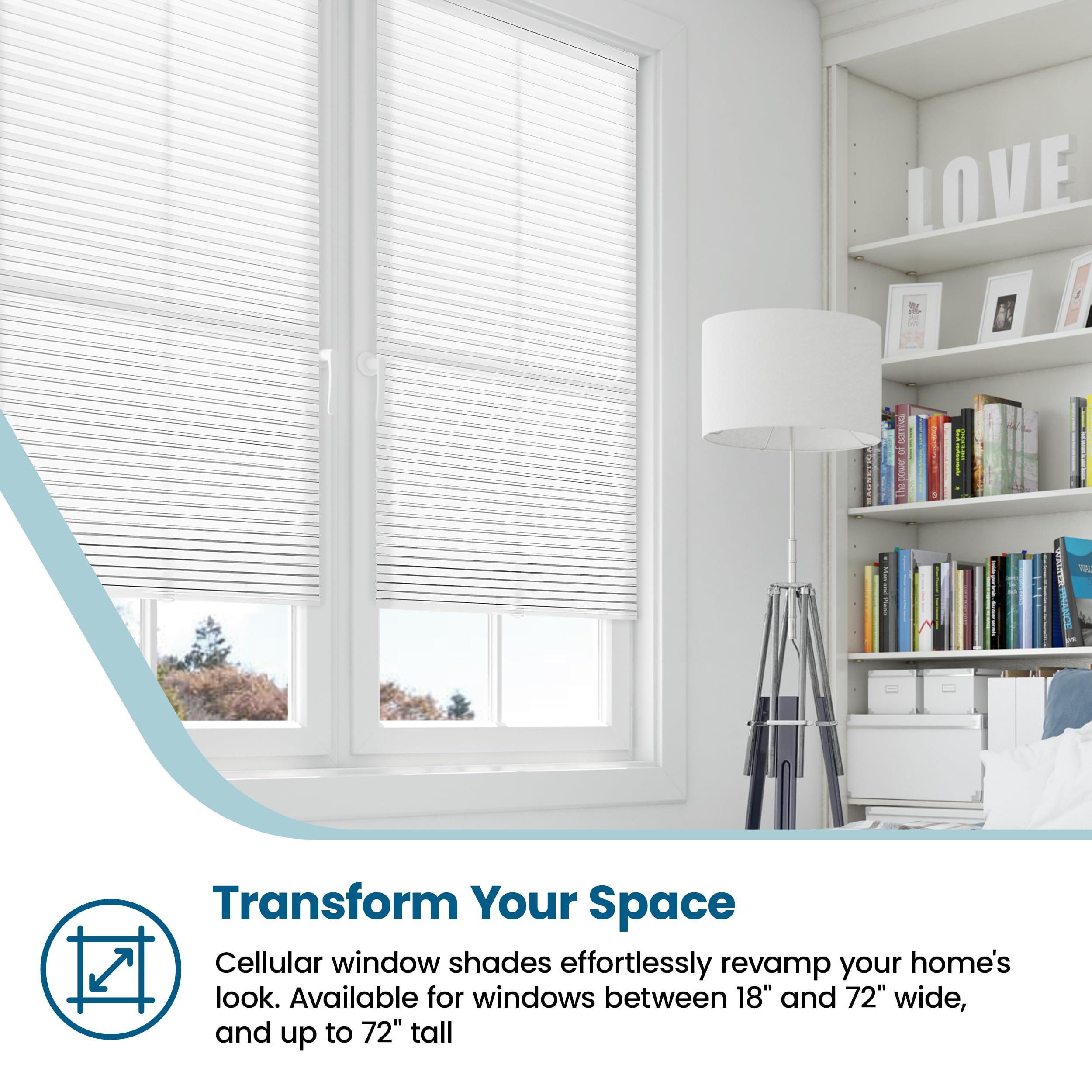 BlindsAvenue BlindsAvenue Cellular Honeycomb Cordless Shade, 9/16" Single Cell, Light Filtering, (White, 71.5" W x 48" H)