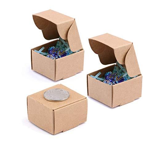 Sdootjewelry Sdootjewelry Small Gift Boxes 100 Pack, Kraft Gift Boxes Bulk 1.57 1.57 0.98, Ring Boxes Bulk, Small Cardboard Boxes for Jewelry Packaging, Brown