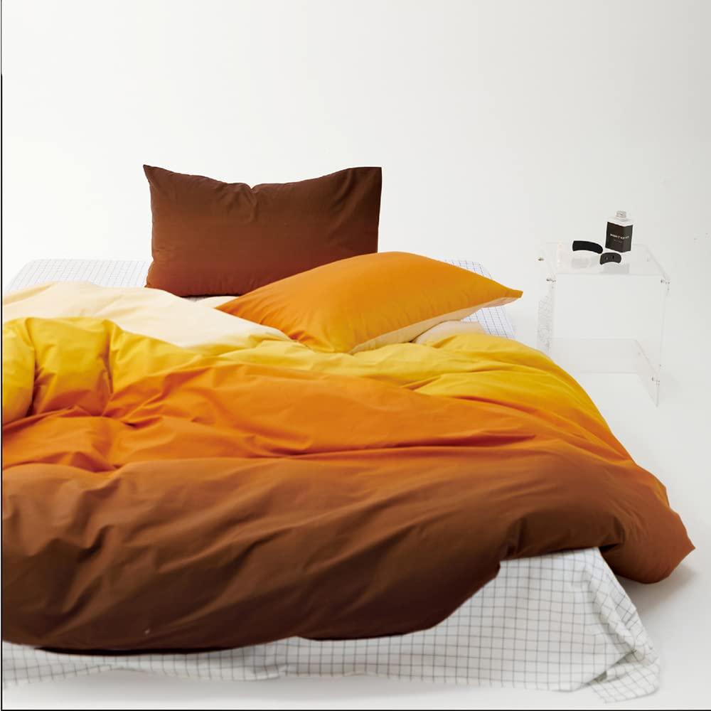 Pureant Pureant Orange Yellow Gradient Comforter Sets Queen Solid Yellow and Orange Bedding Comforters Cotton Women Girls Modern Orange Brown Gradient Soft Quilts Farmhouse Abstract Art Orange Blanket Warm