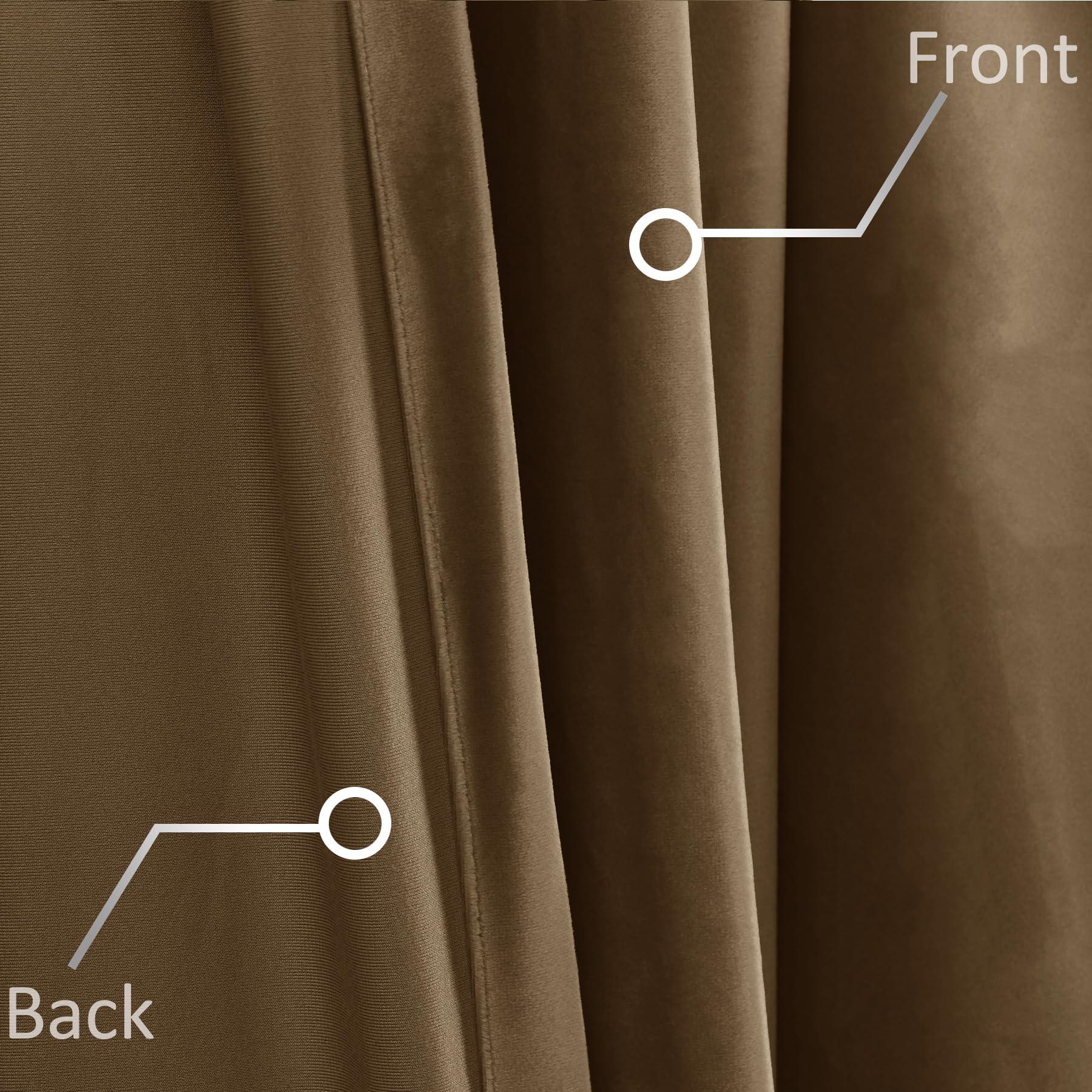 Fcosie Fcosie 204 Inches Long Thick Thermal Insulated Velvet Curtains Pinch Pleated Extra Long Curtains & Drapes for High Ceiling Room Darkening Curtains Drapery Draperies, Toffee, 50" W by 204" L, 1 PC