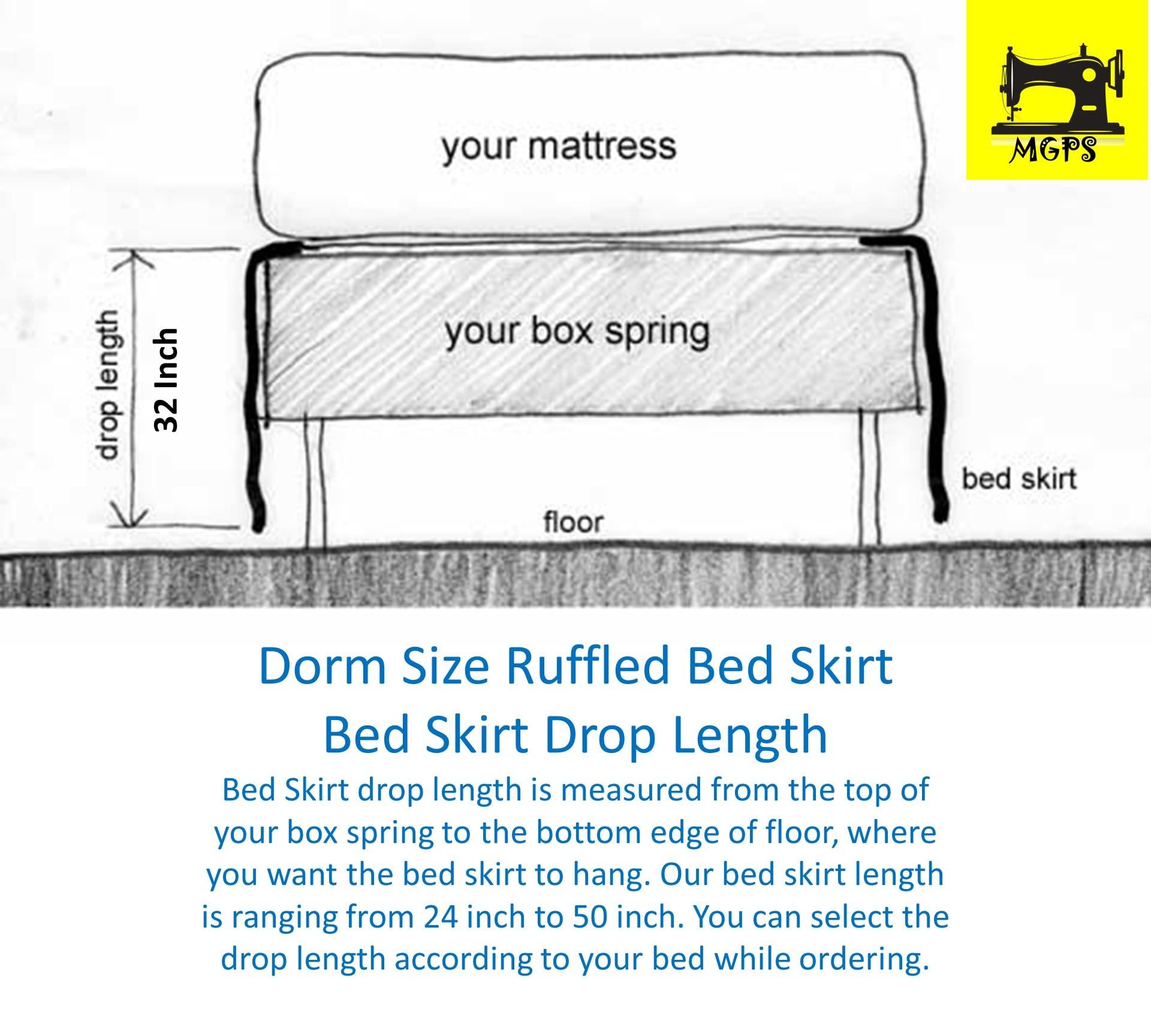 MGPS MGPS College Dorm Dust Ruffled Bed Skirt-ExtraLong Extended Room Skirt |100 percent Egyptian Cotton, 600-Thread Count| 32in Drop| Extra - [Black, Twin XL/32 Drop], 400TC-COTTON-DORM-DRBS-026, 39x80in