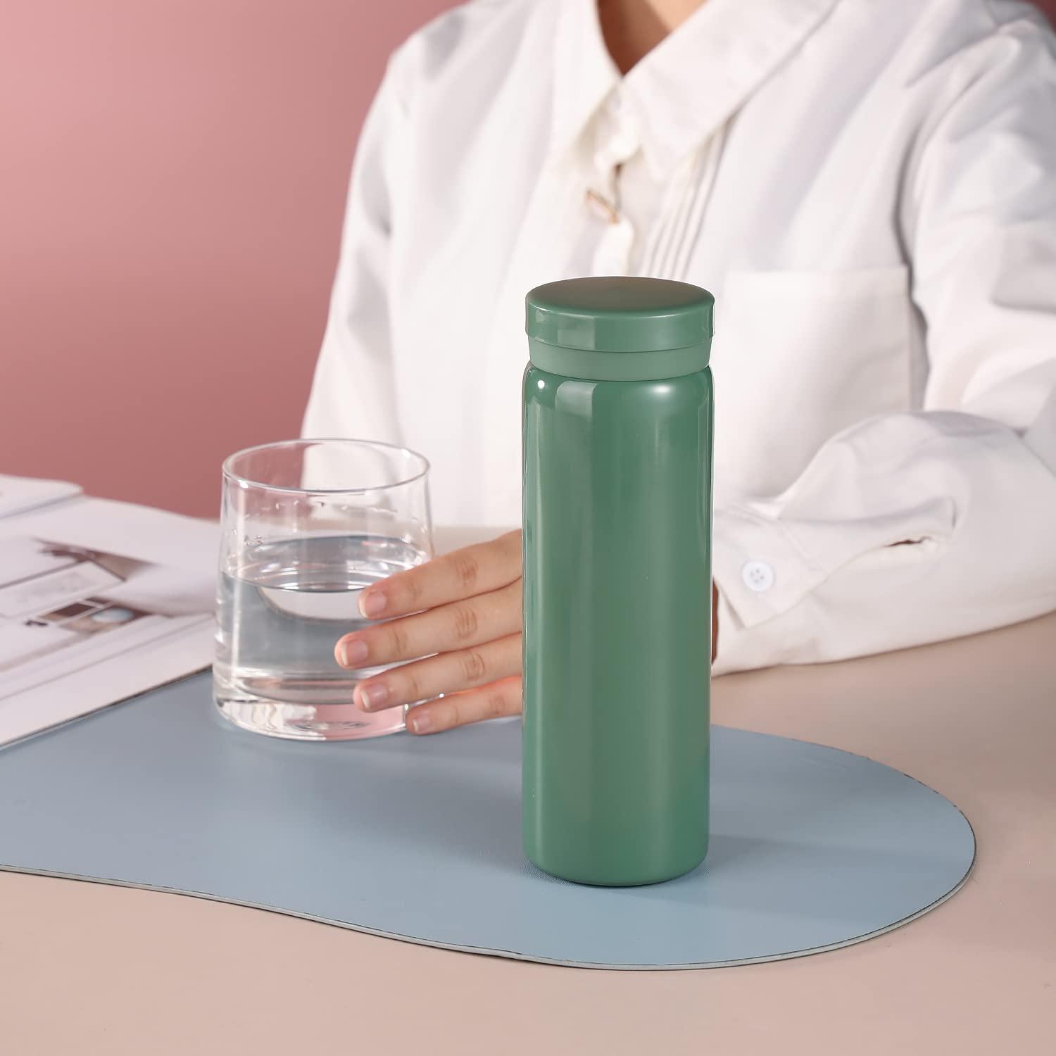 Boenkush 10oz Mini Water Bottle Stainless Steel Thermos Small Flask - Insulated Vacuum, Leak Proof, Keeps Drinks Hot/Cold - Ideal for Coffee, Tea, Water - Green