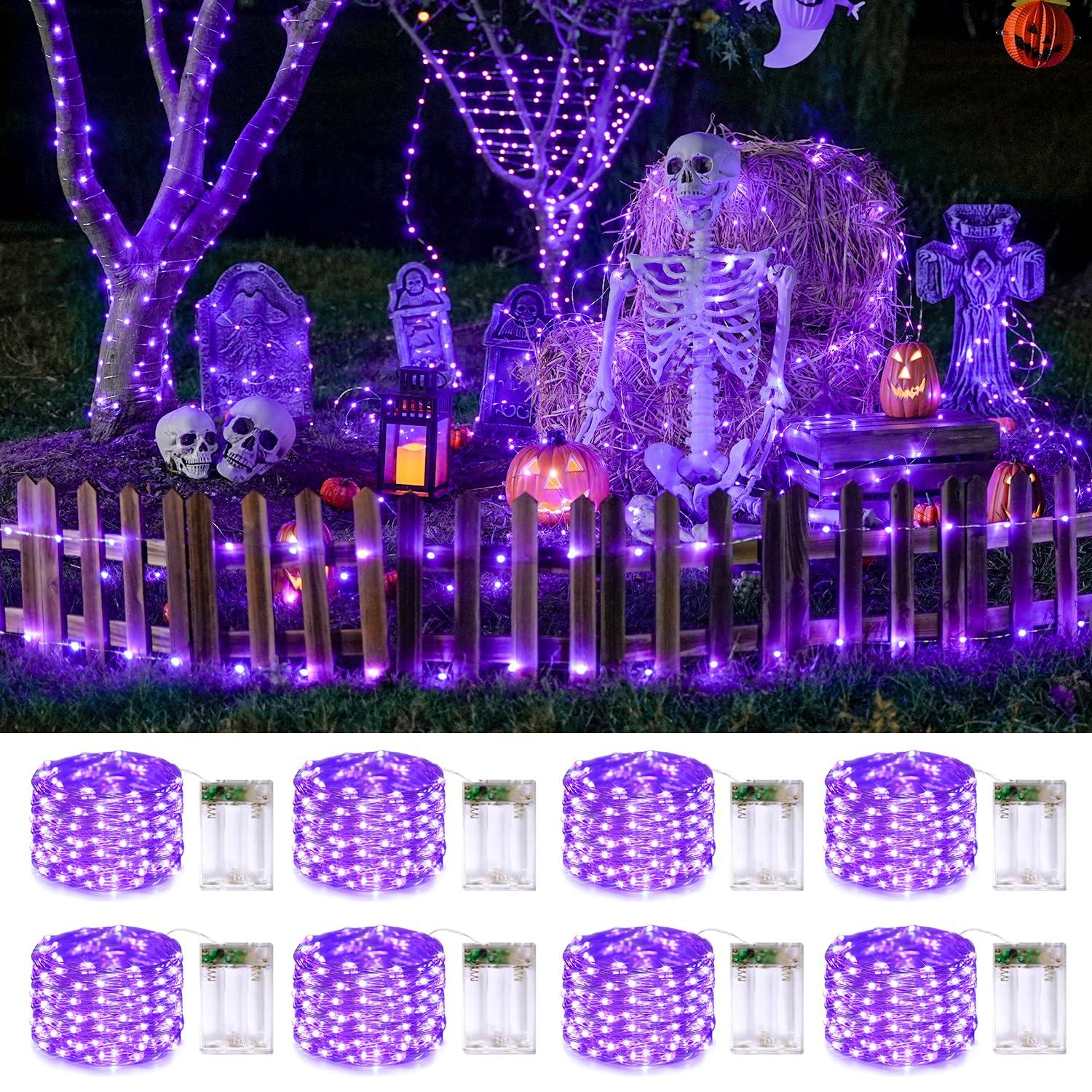 JMEXSUSS JMEXSUSS 8 Pack 50 LED Fairy Lights Battery Operated - Purple Christmas Lights for Gift Party Garden Patio Home Halloween Christmas Decorations