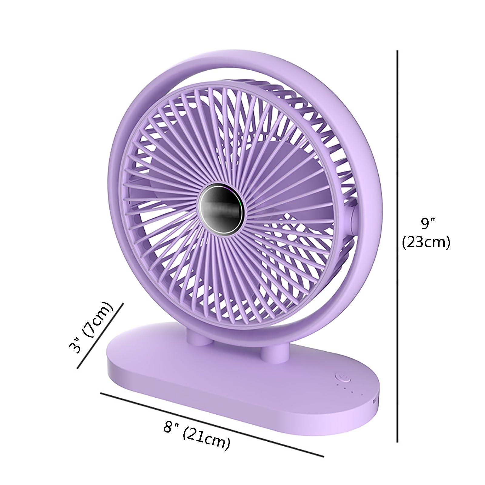 MUSMPLESY MUSMPLESY Small Fans Portable Rechargeable, Desk Fan with Strong Airflow, 90-Degree Adjustable Tilt, 3 Speeds USB Fan, Removable Grill, Electric Fan for Whole Room(Purple)