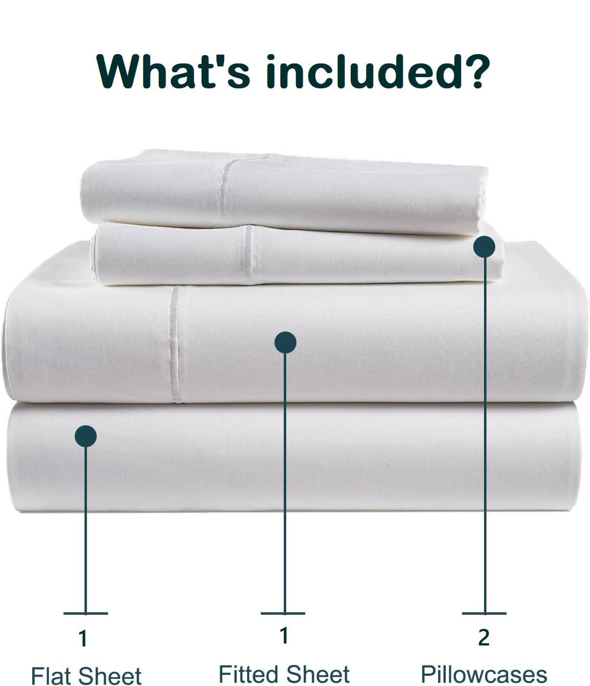 Shreem Linen Split Head Flex King Sheets for Adjustable Beds, Flex Top King Sheets for Sleep Number Bed 100% Egyptian Cotton - 4Pcs Sheet Set -36\" Top Split Sheets to fit Upto 16\" Deep Mattress (White Solid)