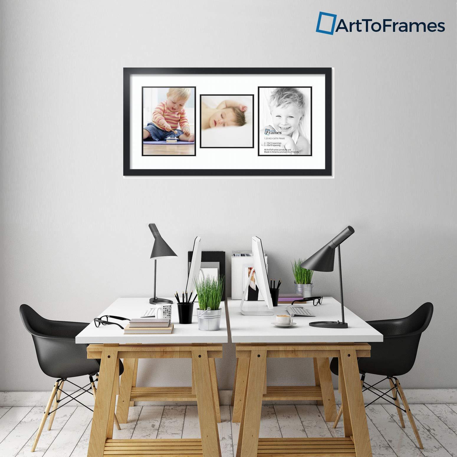 ArtToFrames ArtToFrames Collage Photo Frame Double Mat with 1 - 10x10 and 2 - 10x13 Openings and Satin Black Frame