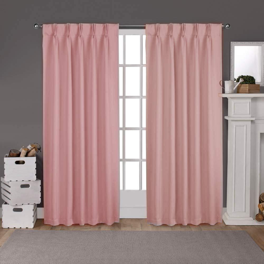 Sky Wave Double Pinch Pleated Blackout Curtains for Room Decoration and Darkening Comes with Easy Hanging Options via Back Hooks. (Blush 52 Inch Wide by 108 Inch Long- 2 Pannels Combined Size)