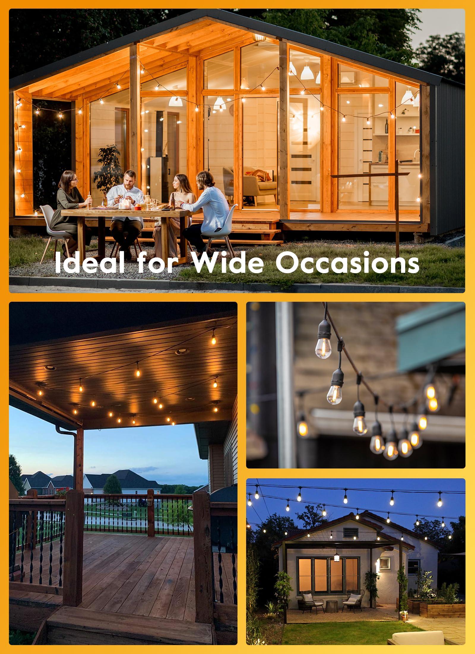 Minetom Minetom LED S14 Replacement Light Bulbs, 15 Pack Shatterproof Light Bulbs Equivalent to 11 W, E26 E27 Regular Medium Screw Base for Outdoor Home Light Fixtures and Decorative, 2700K, Warm White