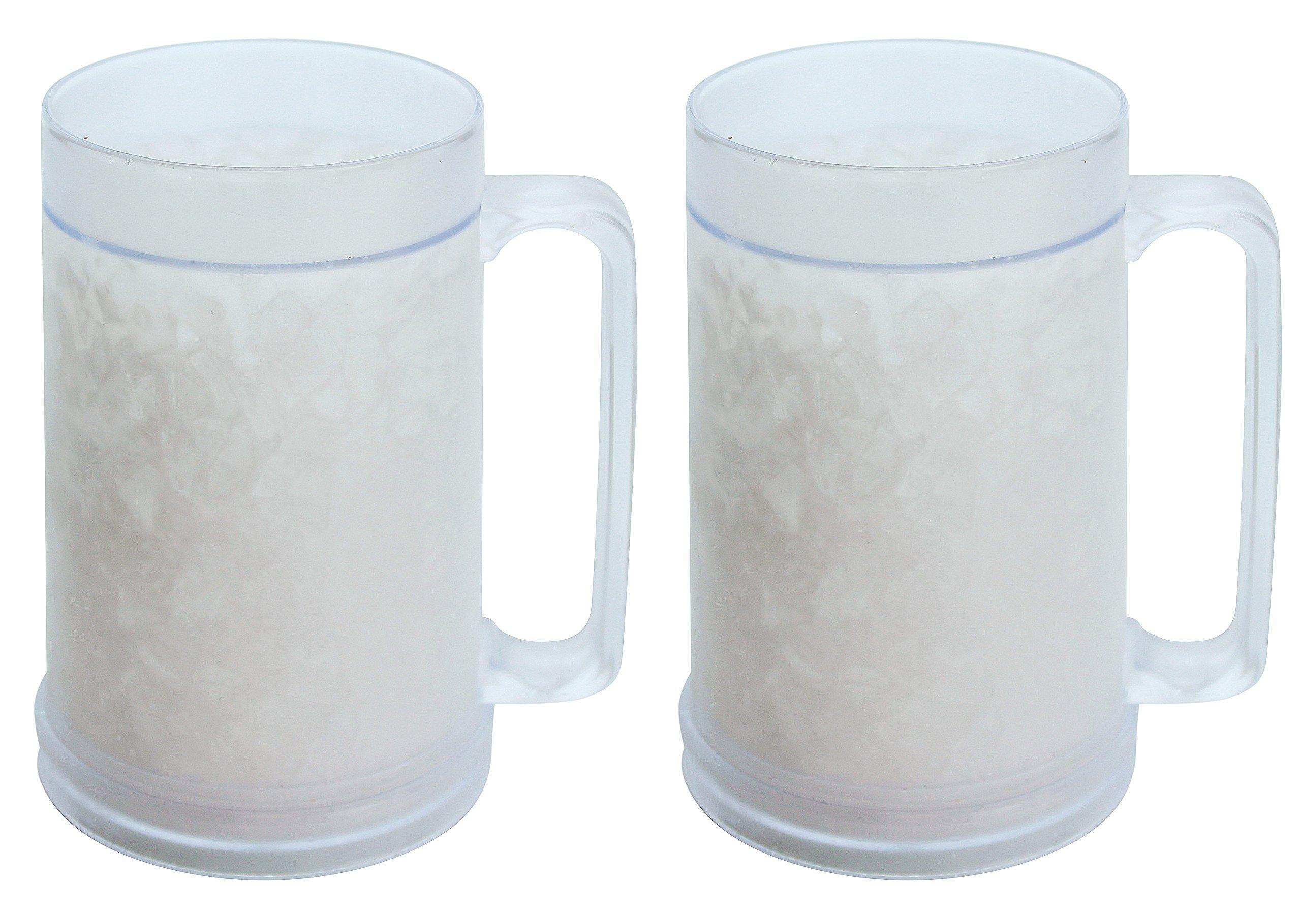 Ziggy V Freezer Mugs Double Wall Gel Frosty Freezer Mugs, Cups Drinking Glass Beer Ice Mugs for Freezer Beer Mugs with Handle 16oz Freezable Beer Mug (2)