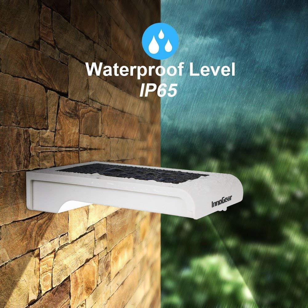 InnoGear InnoGear Solar Gutter Lights, 24 LEDs Solar Motion Sensor Lights IP65 Waterproof Solar Outdoor Lights Solar Wall Lights Security Lighting for Yard Porch Patio, Pack of 4