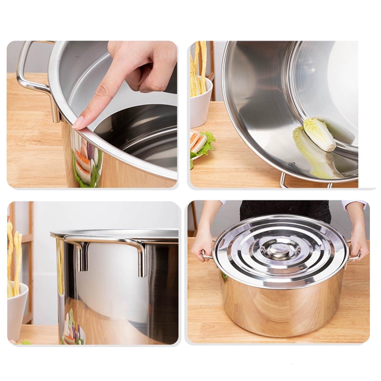 UTOYA UTOYA Stainess Steel Pasta Cooker W/Inserts, Cookware Stockpot With Divider And Colander Strainer, Heavy Duty Induction Pot, Induction, Ceramic, Glass And Halogen Cooktops Compatible (Color : 3 Hole