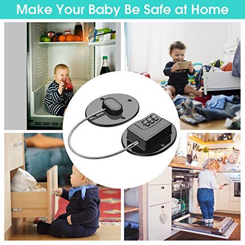 Rofio 2 Pack Refrigerator Lock - Heavy Duty Combination Fridge Lock, Child Proof Cabinet Locks(Black)