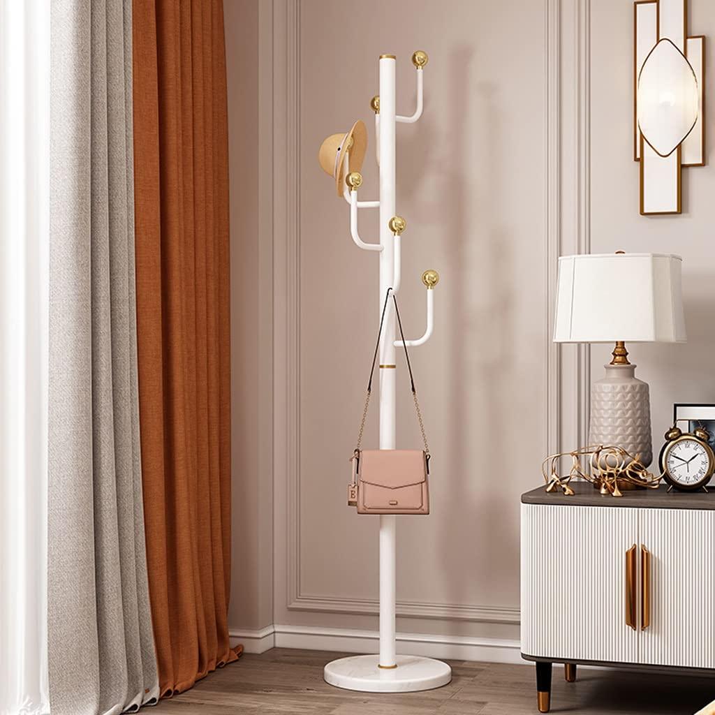 BNNP Hall Trees Coat Racks Floor-Standing Coat Rack Heavy-Duty Stainless Steel Metal Coat Shelf Living Room Corridor Corner Coat Racks Jacket Bag Hat Rack Marble Base Coat Rack Freestanding