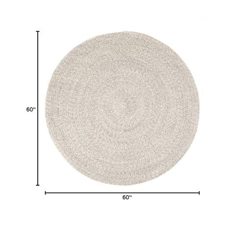 Super Area Rugs Super Area Rugs Farmhouse Braided Rug Cotton Kitchen Reversible Carpet, Gray & White, 6' Round