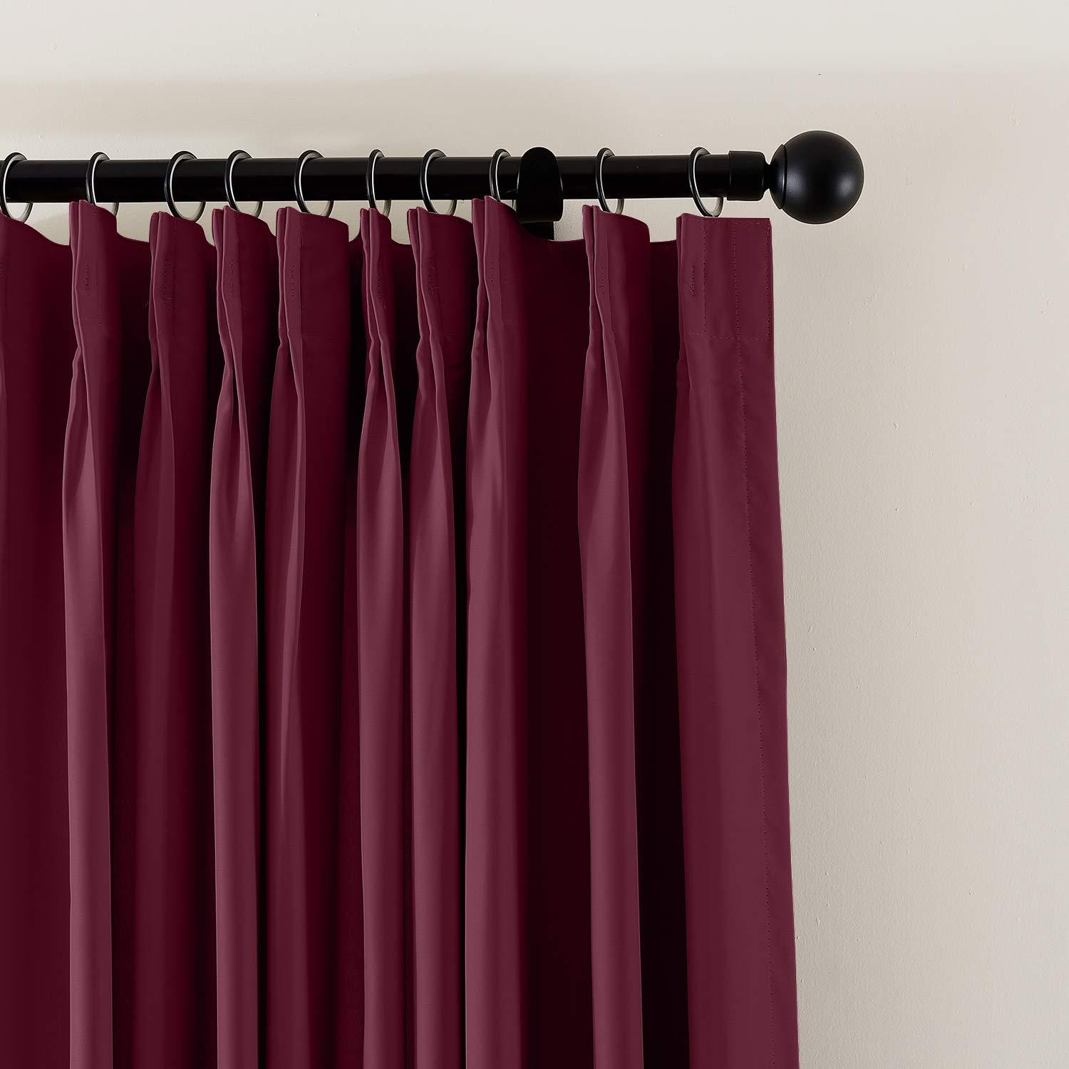 White House Linen Double Pinch Pleat Draperies Extra Long Solid Curtains 2 Story Window Hall Theater Room Office Room Partition Attractive Polyester (Wine, 60 Inch Wide by 156 Inch Long- 1 Panel)