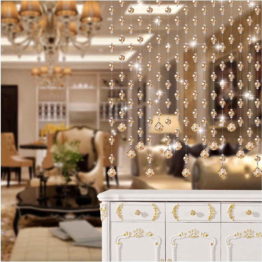 ZHOUXIAO Crystals Beaded Door Curtains for closet doors for bedrooms 25 Strands Beads String Curtain Glass Crystal Beads Room Divider curtains Home bedroom Living Room Hanging Decoration (A,100x120cm)