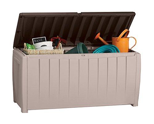 Keter Keter Novel Outdoor Plastic Storage Box Garden Furniture, Beige and Brown, 124 x 55 x 62.5 cm