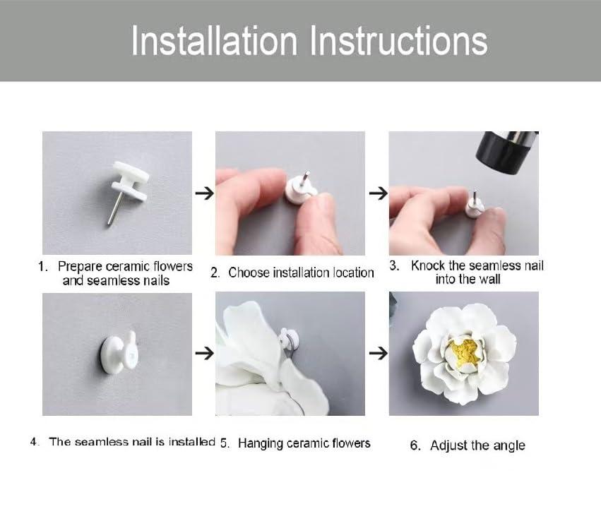 AMERRY AMERRY Ceramic Wall Flower Decor Artificial 3D Flower Wall ArtHandmade 3D Wall Art Hanging Sculpture Porcelain Flower Wall Dcor (Pink,Paeonia lactiflora2.76")