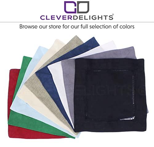 CleverDelights CleverDelights Red Hemstitch 6\" Cocktail Napkins - 12 Pack - 55/45 Linen Cotton Blend