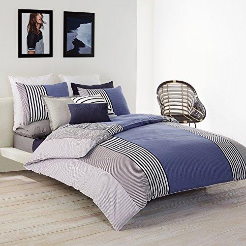 Lacoste Lacoste Meribel Cotton Bedding Set, Twin/TwinXL Duvet, Blue/White