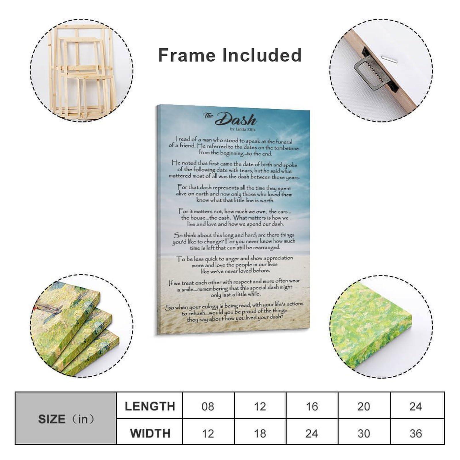 FIEELIIlII FIEELIIlII The Dash Poetry Poem By Linda Ellis Poster Canvas Wall Art Posters For Room Aesthetic And Decor Poster For Living Room Bedroom Office Decor 08x12inch(20x30cm)