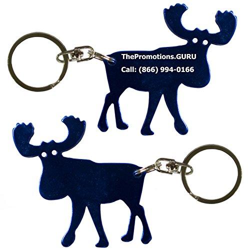 Goods For Giving Custom Blue MOOSE Keychain Bottle Opener - Black Blue Green Purple or Red - 1-100 Packs
