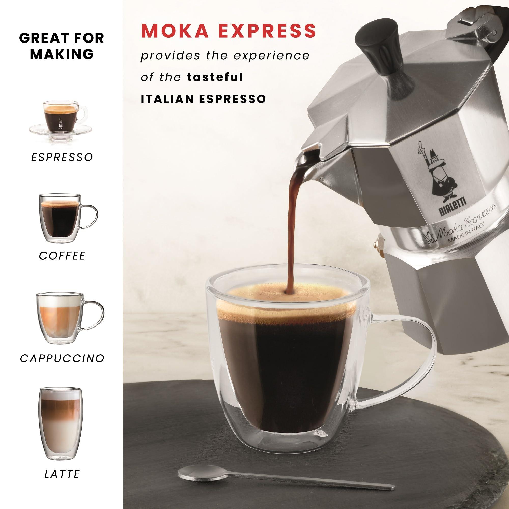 Bialetti Bialetti - Moka Espress: Iconic Stovetop Espresso Maker, Makes Real Italian Coffee, Moka Pot 6 Cups (6 Oz), Aluminium, Silver