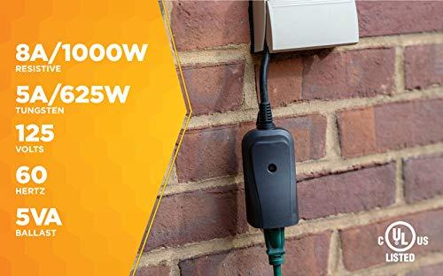 Woods Woods 32555WD Weatherproof Outdoor Electrical Outlet Switch, Wireless Remote Control Plug In, 100 ft Control Range, Weatherproof Remote Control Converter, 60-ft Frequency Range, 1 Pack, Black