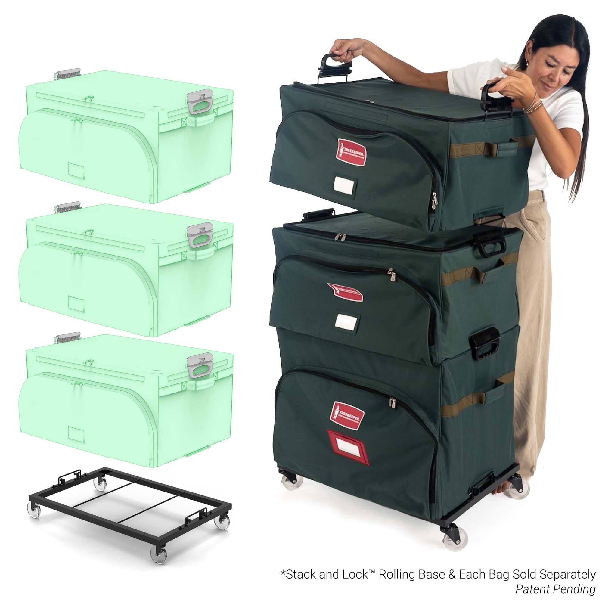 TreeKeeper TreeKeeper Stack & Lock Adjustable Christmas Ornament Storage Box Holds 48 Ornaments up to 6 Inches Tall by Any Width/Length, 2 Removable Trays with Moving Dividers