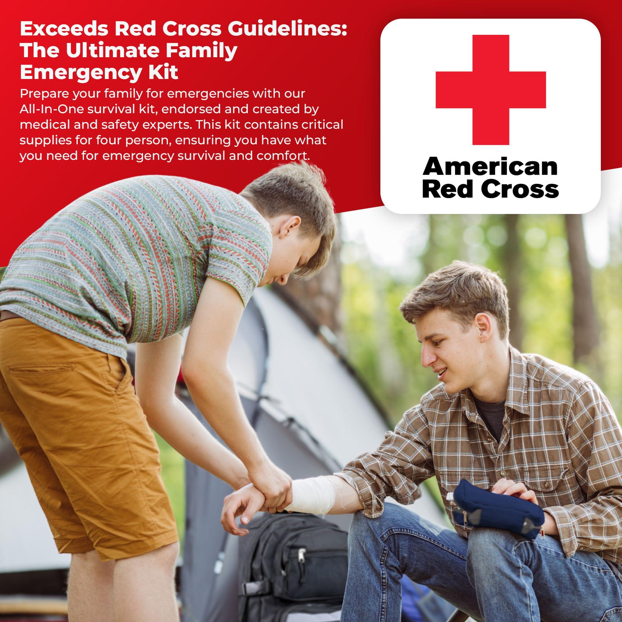 FIRST MY FAMILY A DISASTER PREPAREDNESSCOMPANY First My Family All-in-One 4 Person, 72 Hour Emergency Survival Kit for Fires, Earthquakes, Hurricanes, Floods, Tsunami and Other Disasters - Premium Black Backpack