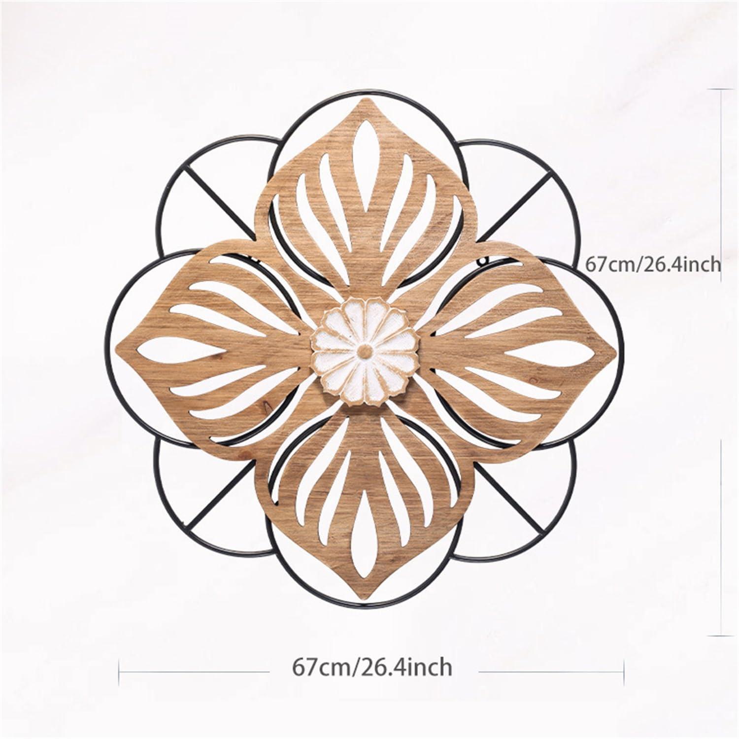 MENALGNDI MENALGNDI Flowers Wall Decor Wall Art, Farmhouse Wall Decor Rustic Wood Round Wall Art Hanging Decoration for Home Bedroom Living Room Decor