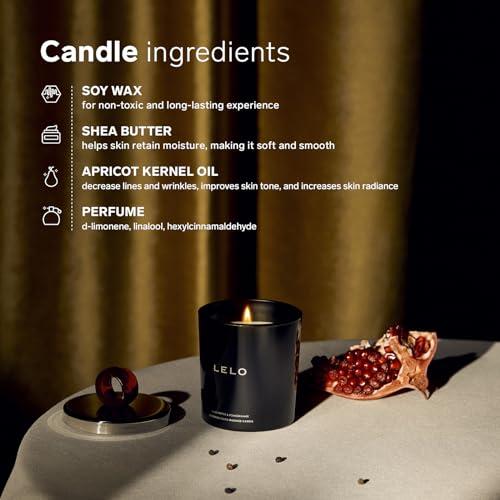 LELO LELO Flickering Touch Massage Candle, Melts into Massage Oil, Scented Candle Body Massage Oil, Luxury Skin Treatment, Black Pepper & Pomegranate Scent