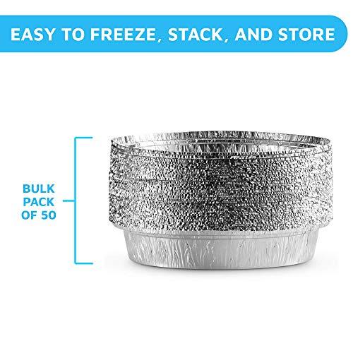 MontoPack MontoPack 9” Round Aluminum Foil Pans | Disposable Containers with Straight Walls for Storing, Serving, Baking & Reheating | Freezer and Oven Safe, Recyclable, USA-Made | 50-Pack of Tins for Meal Prep