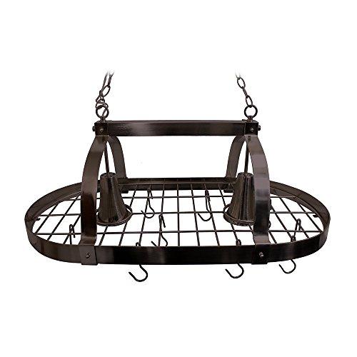 Elegant Designs Elegant Designs PR1000-ORB Home Collection 2 Light Kitchen Pot Rack with Downlights, Oil Rubbed Bronze