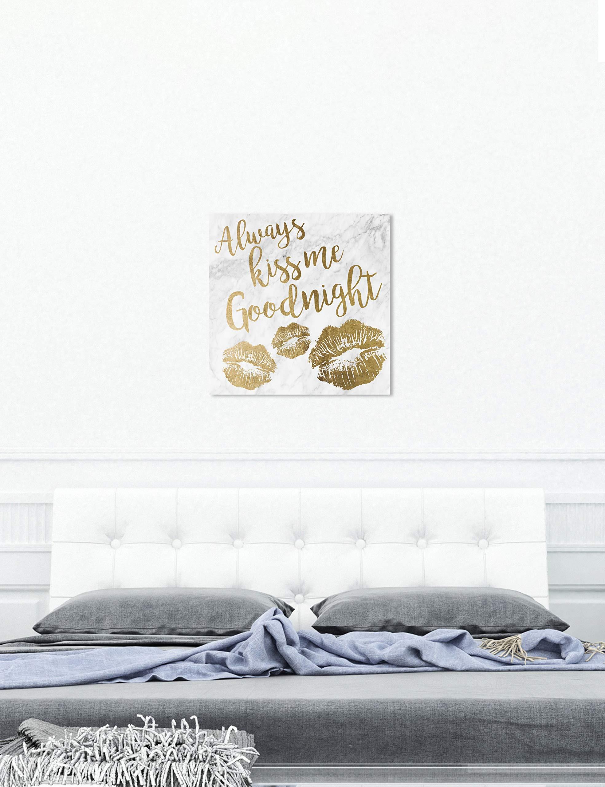 The Oliver Gal Artist Co. The Oliver Gal Artist Co. Fashion and Glam Wall Art Canvas Prints \'Always Kiss Me Goodnight\' Home Dcor, 30\" x 30\", Gold, White