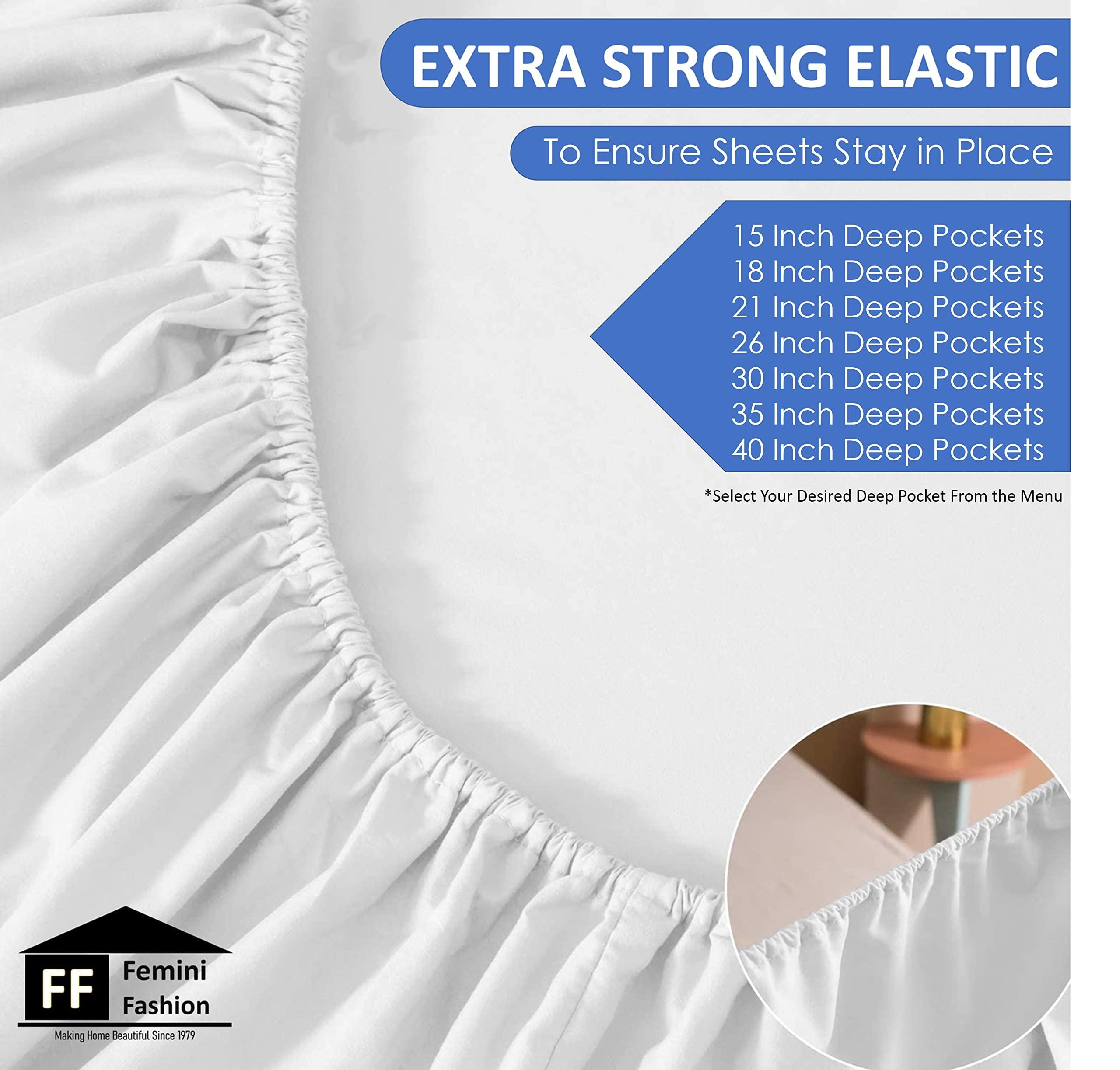 Femini Fashion California King - 72\" x 84\" Size 100% Egyptian Cotton Bed Sheets Luxury 800 Thread Count Sheet Set Sateen Weave for Soft Long Staple Cotton 40 Inch Deep Pocket - CalKing, Mediterranean Blue