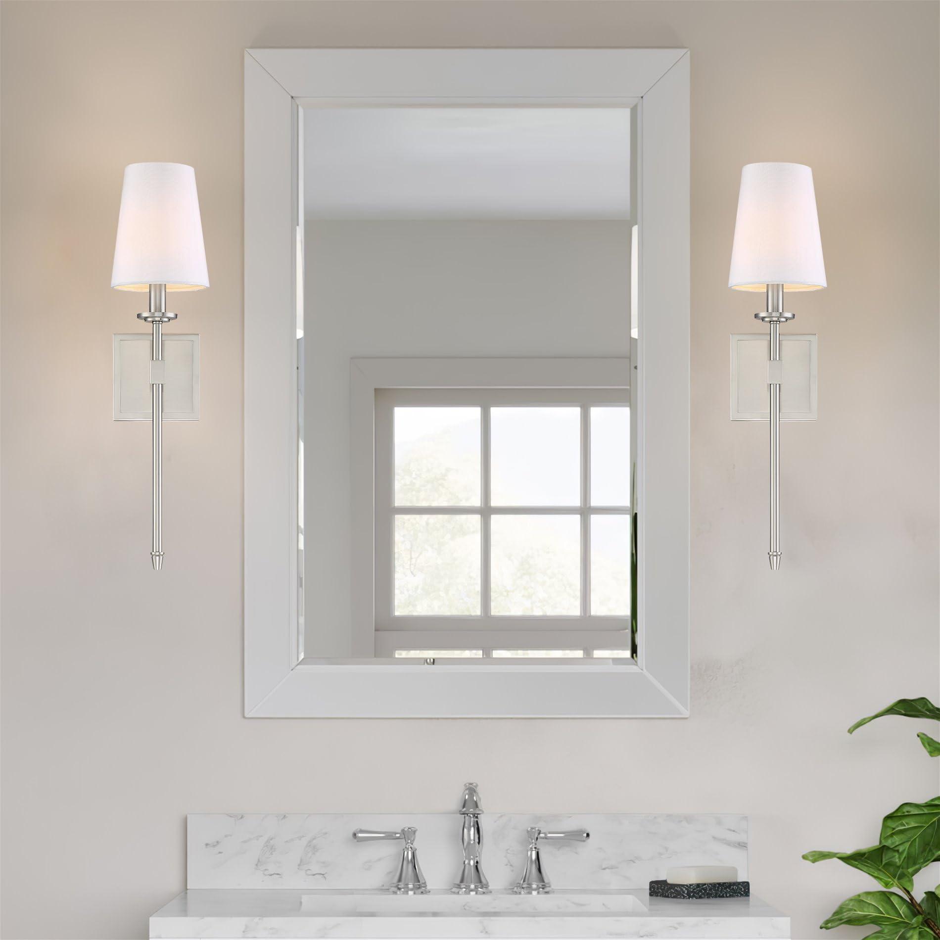 Kira Home Kira Home Torche 20" Wall Sconce/Wall Light + Linen Shade, Brushed Nickel Finish